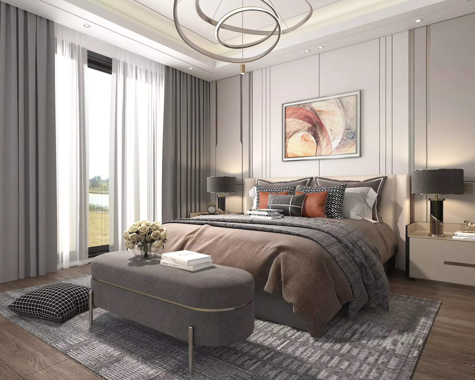 Modern Bedroom Scene 11 3D model_2