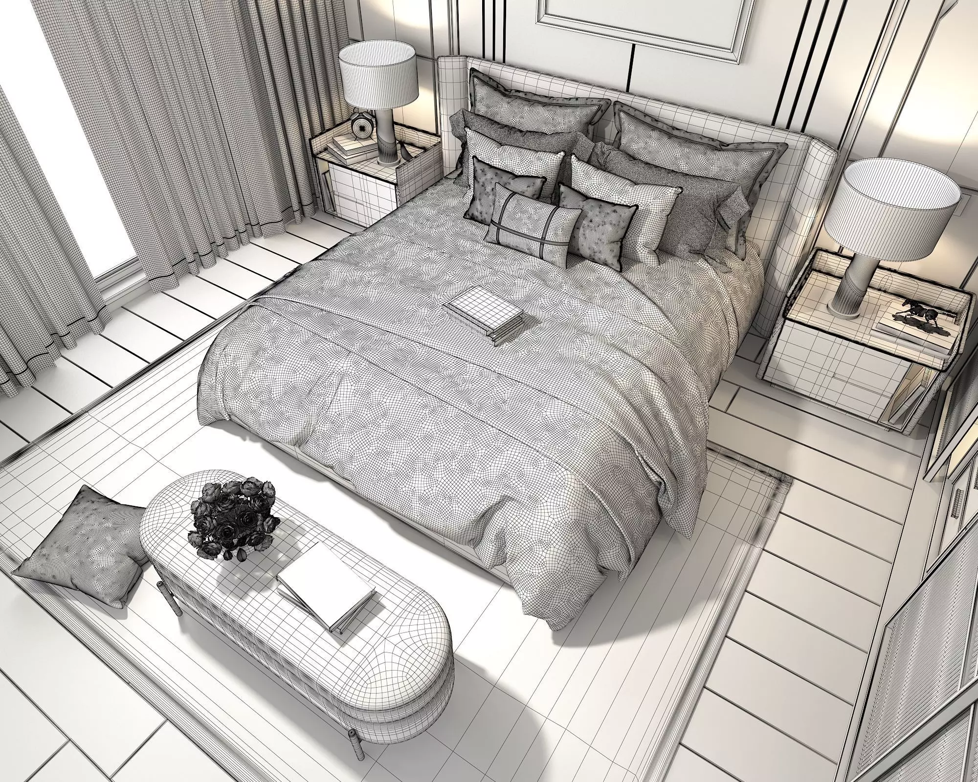 Modern Bedroom Scene 11 3D model_10