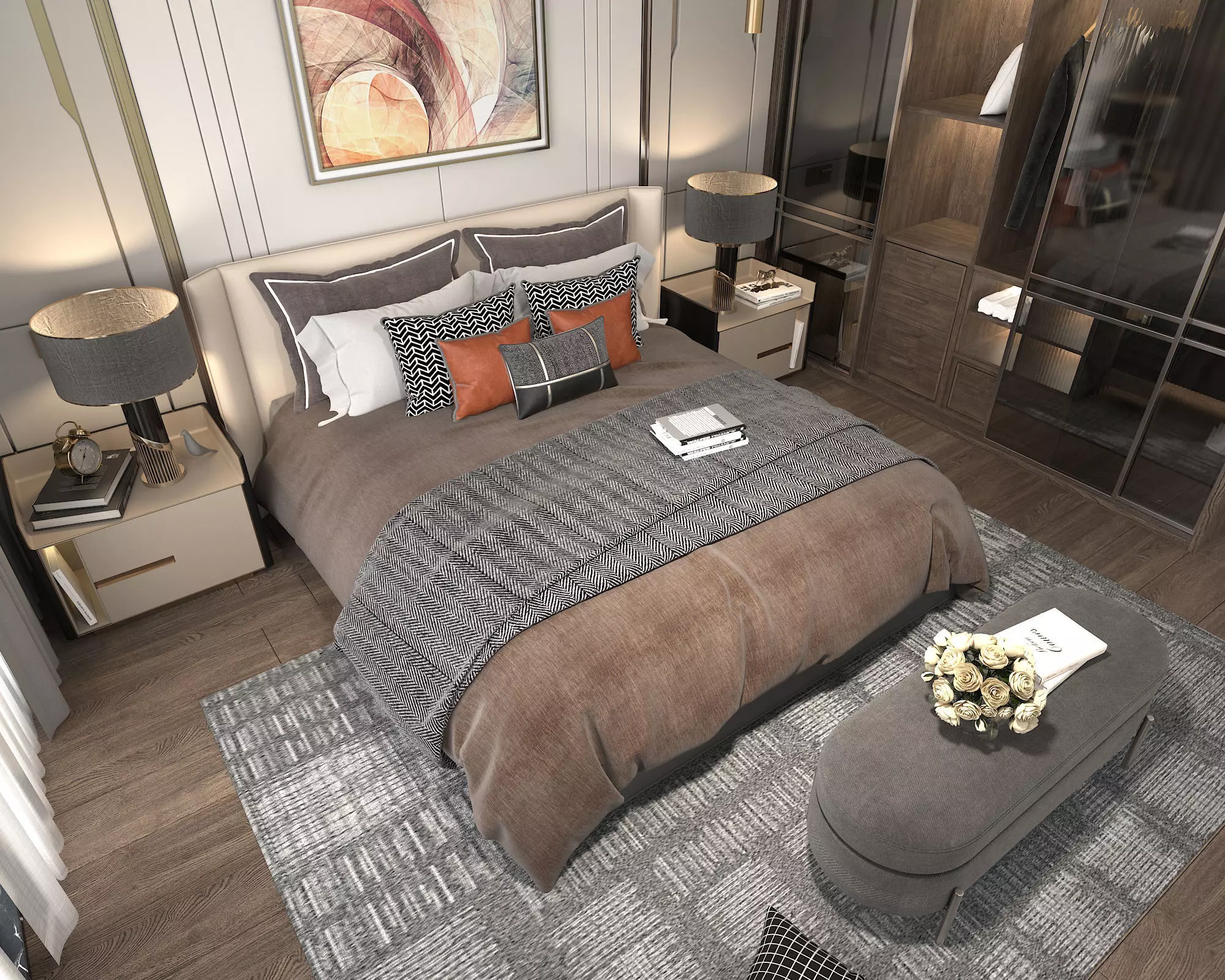 Modern Bedroom Scene 11 3D model_3