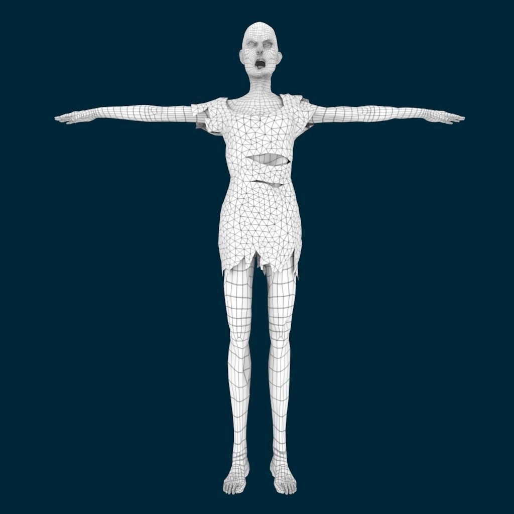 VM Av0001 - Helena-Female zombie character with a dirty dress Low-poly 3D model_5