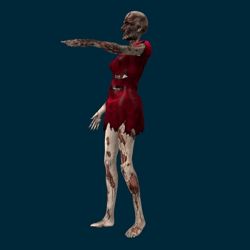 VM Av0001 - Helena-Female zombie character with a dirty dress Low-poly 3D model_33