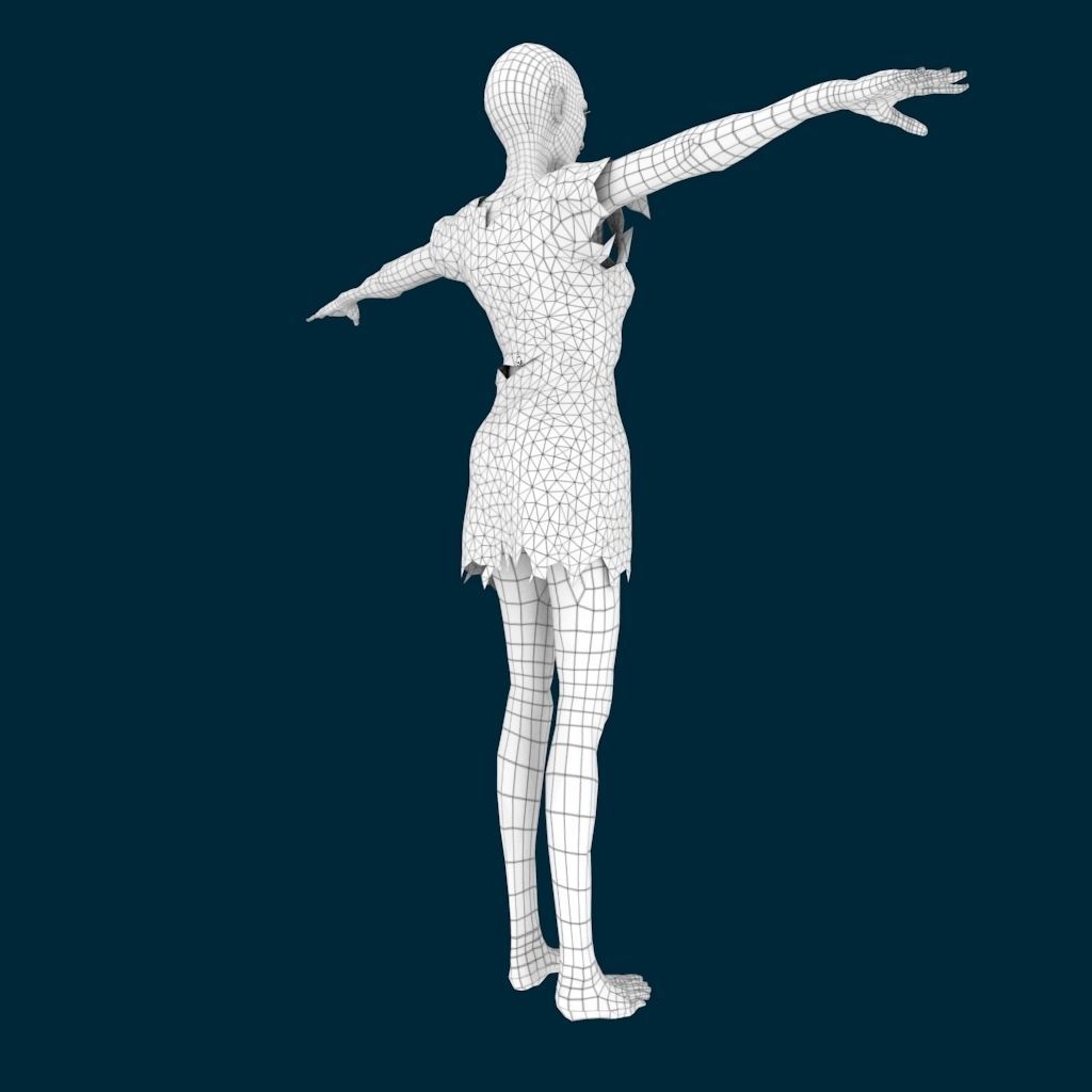 VM Av0001 - Helena-Female zombie character with a dirty dress Low-poly 3D model_8