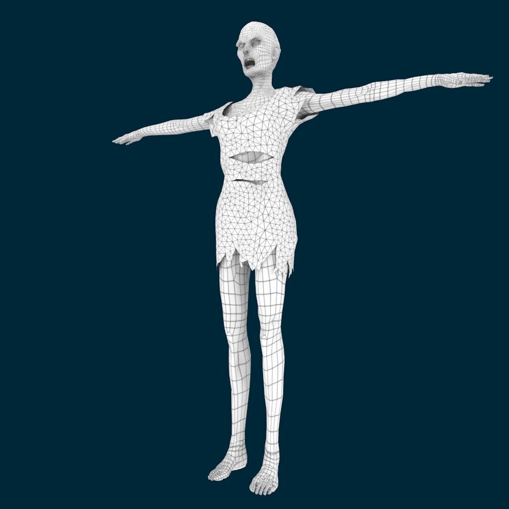 VM Av0001 - Helena-Female zombie character with a dirty dress Low-poly 3D model_13
