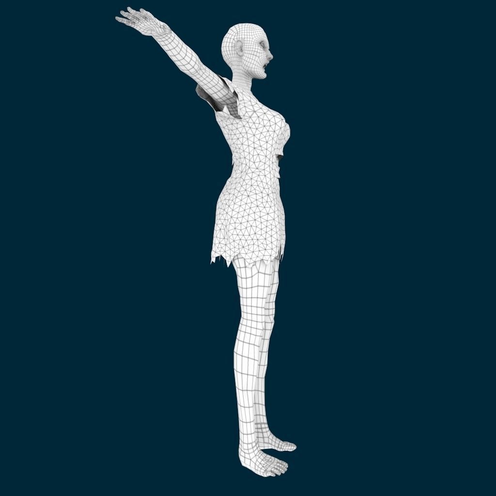 VM Av0001 - Helena-Female zombie character with a dirty dress Low-poly 3D model_7