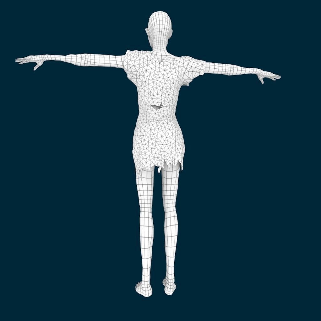 VM Av0001 - Helena-Female zombie character with a dirty dress Low-poly 3D model_9