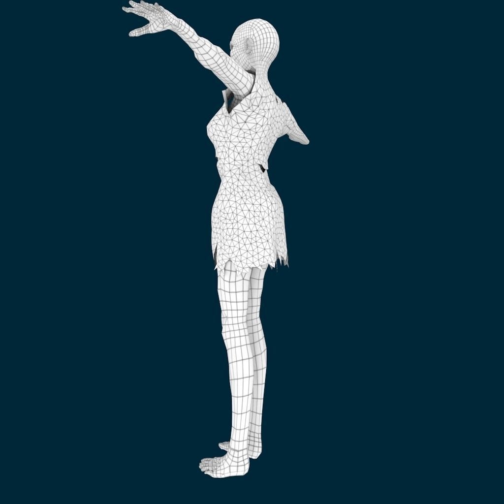 VM Av0001 - Helena-Female zombie character with a dirty dress Low-poly 3D model_10
