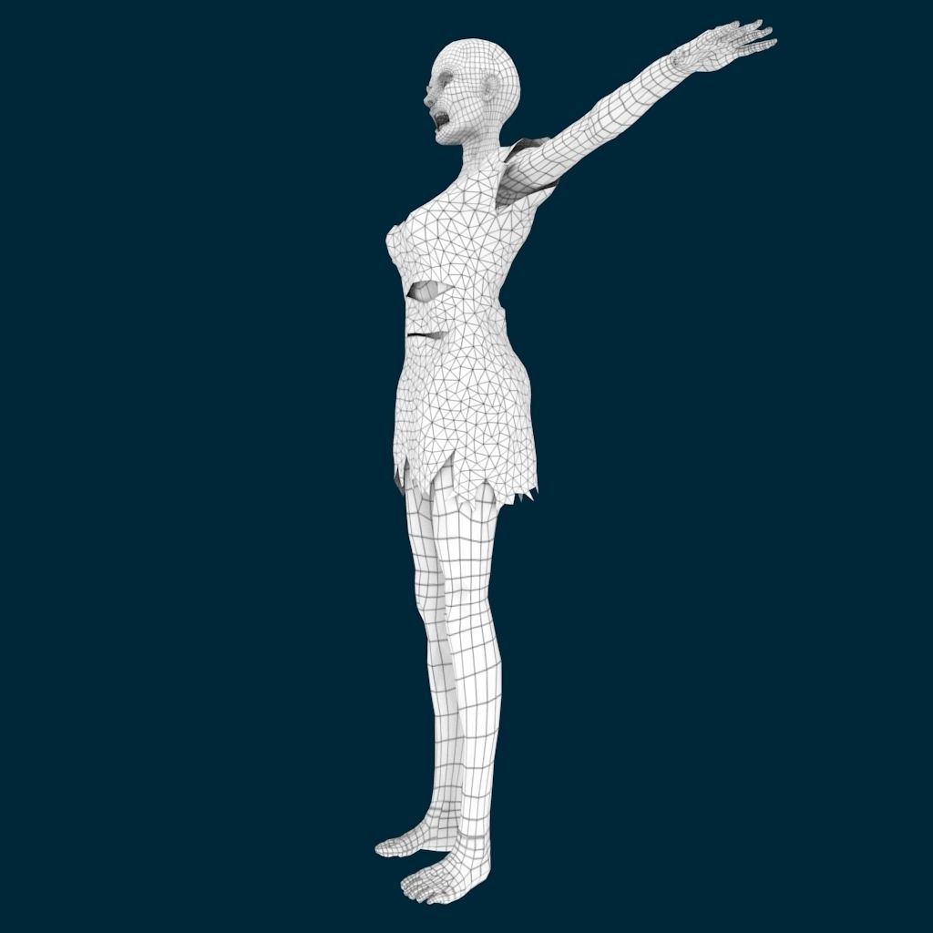 VM Av0001 - Helena-Female zombie character with a dirty dress Low-poly 3D model_11