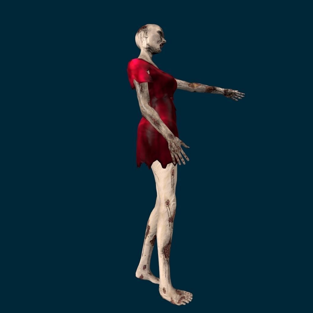 VM Av0001 - Helena-Female zombie character with a dirty dress Low-poly 3D model_29