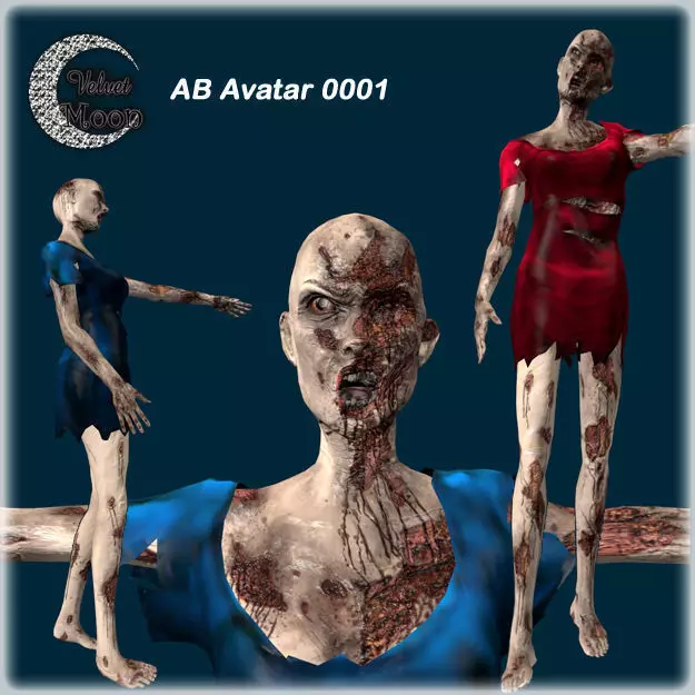VM Av0001 - Helena-Female zombie character with a dirty dress Low-poly 3D model_0