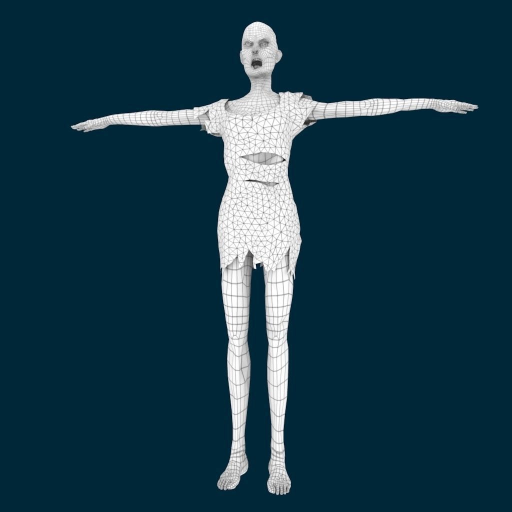 VM Av0001 - Helena-Female zombie character with a dirty dress Low-poly 3D model_4