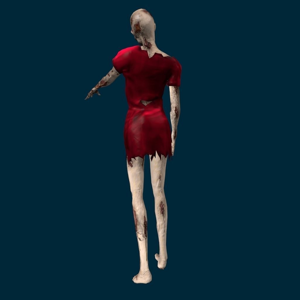 VM Av0001 - Helena-Female zombie character with a dirty dress Low-poly 3D model_31