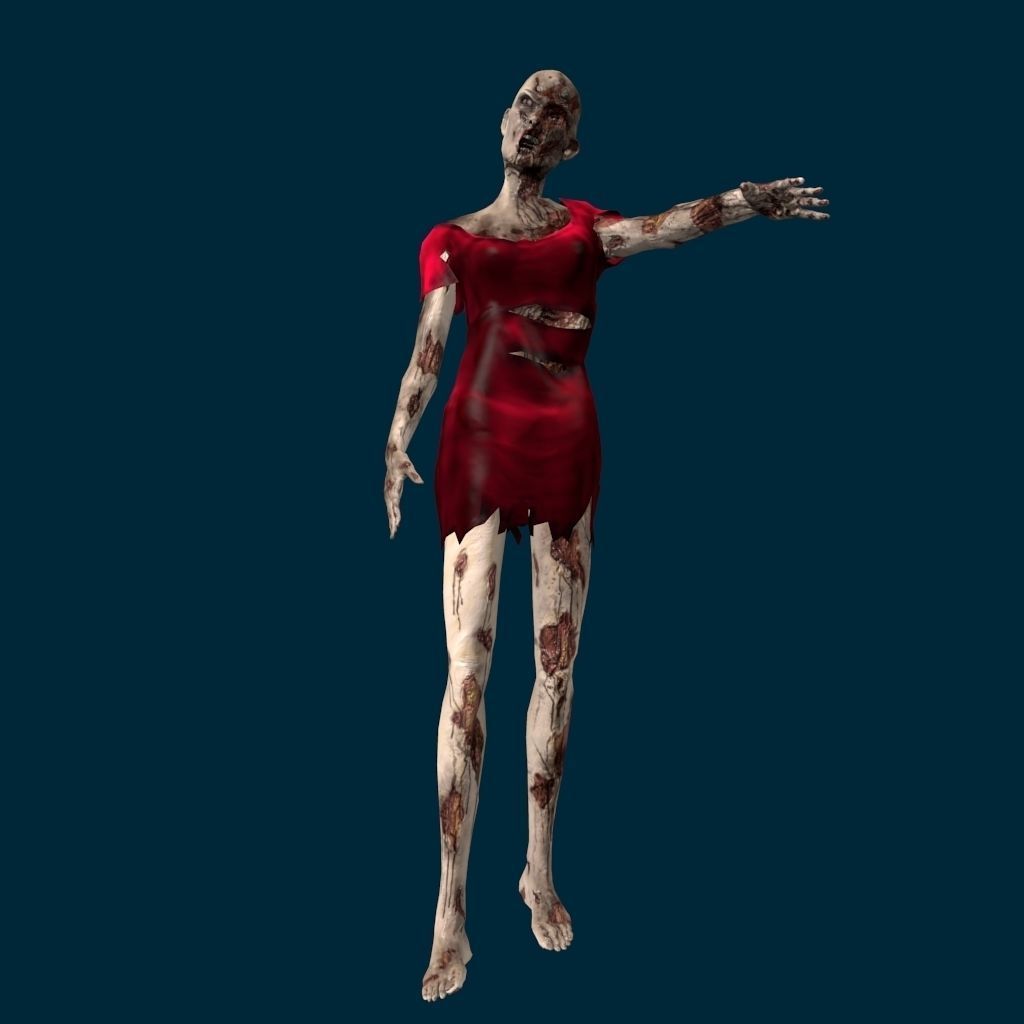 VM Av0001 - Helena-Female zombie character with a dirty dress Low-poly 3D model_27