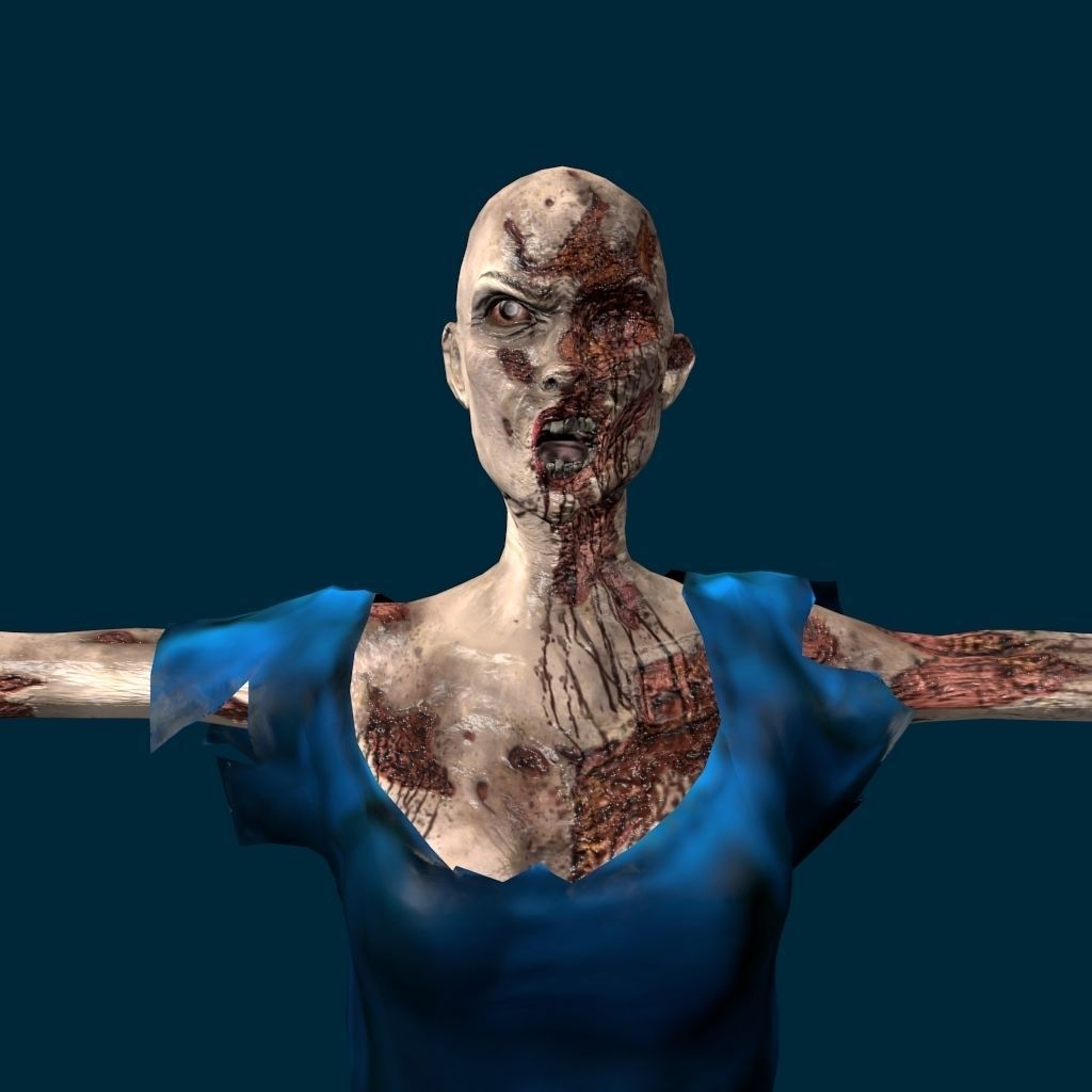 VM Av0001 - Helena-Female zombie character with a dirty dress Low-poly 3D model_3