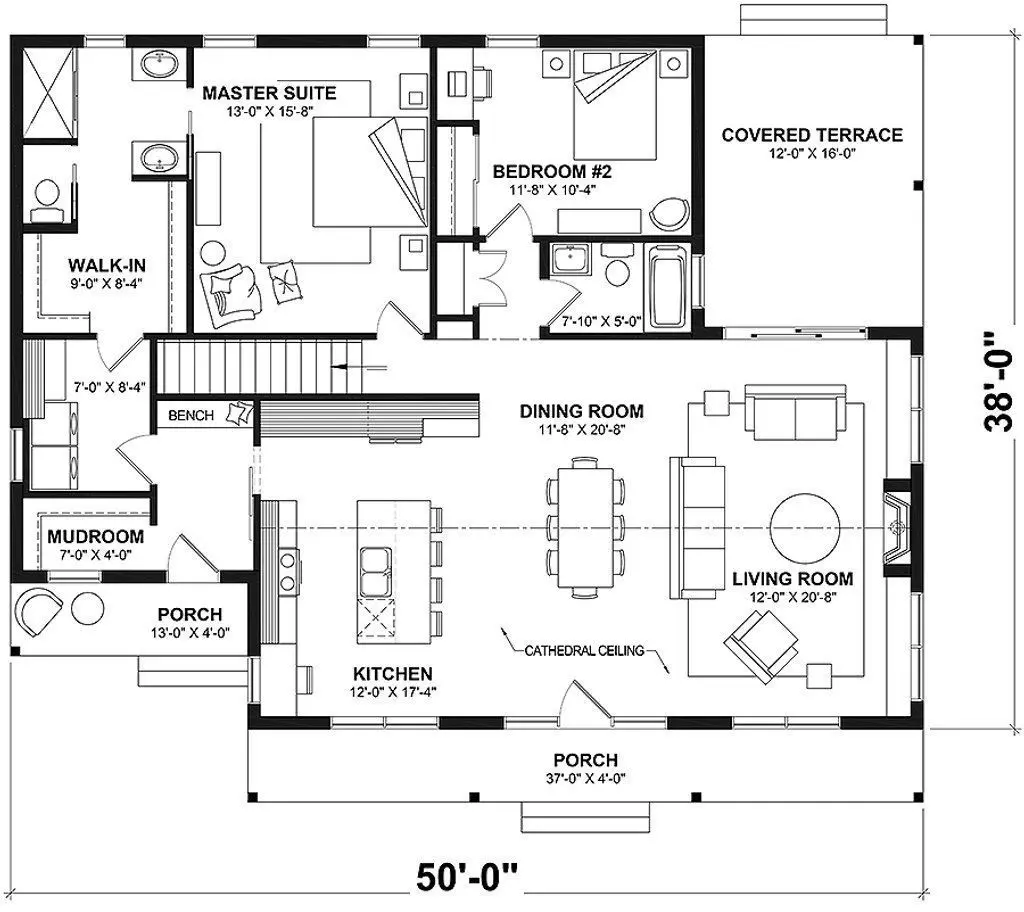 Modern Bungalow with Loft  Full 3D Architectural Model SketchUp  3D model_18