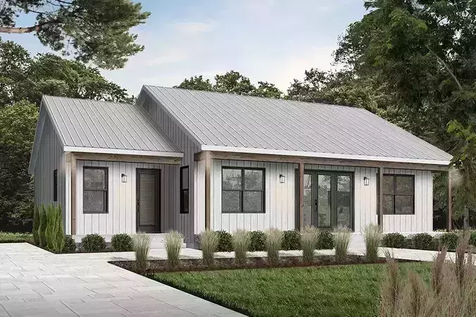 Modern Bungalow with Loft  Full 3D Architectural Model SketchUp 
