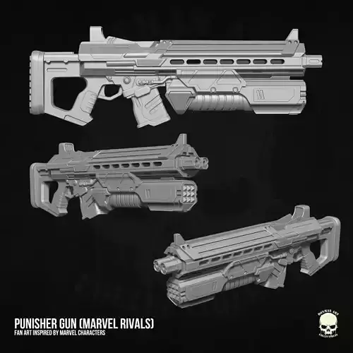 Punisher Electron Gun Marvel Rivals Stl Files for Action Figures