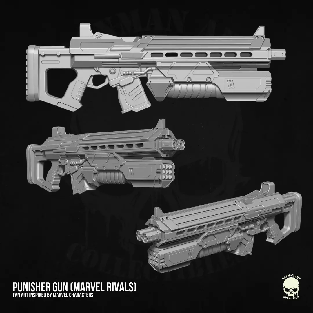 Punisher Electron Gun Marvel Rivals Stl Files for Action Figures 3D print model
