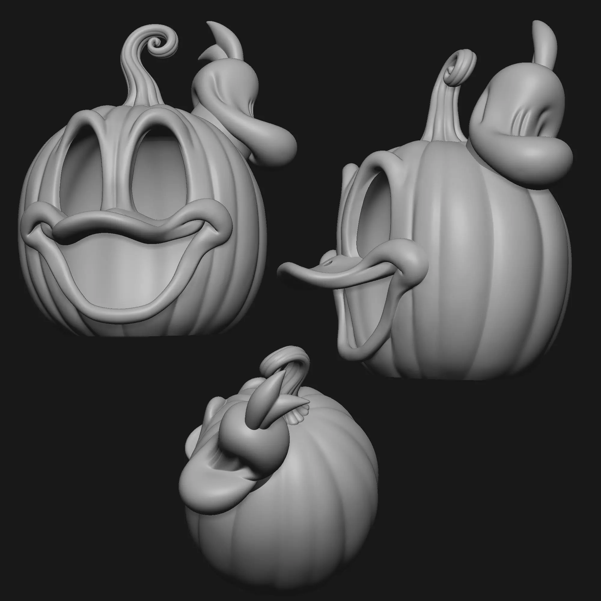 Donald Duck Carved Pumpkin Decor and Hollow 3MF MultiPart Model Free 3D print model_10