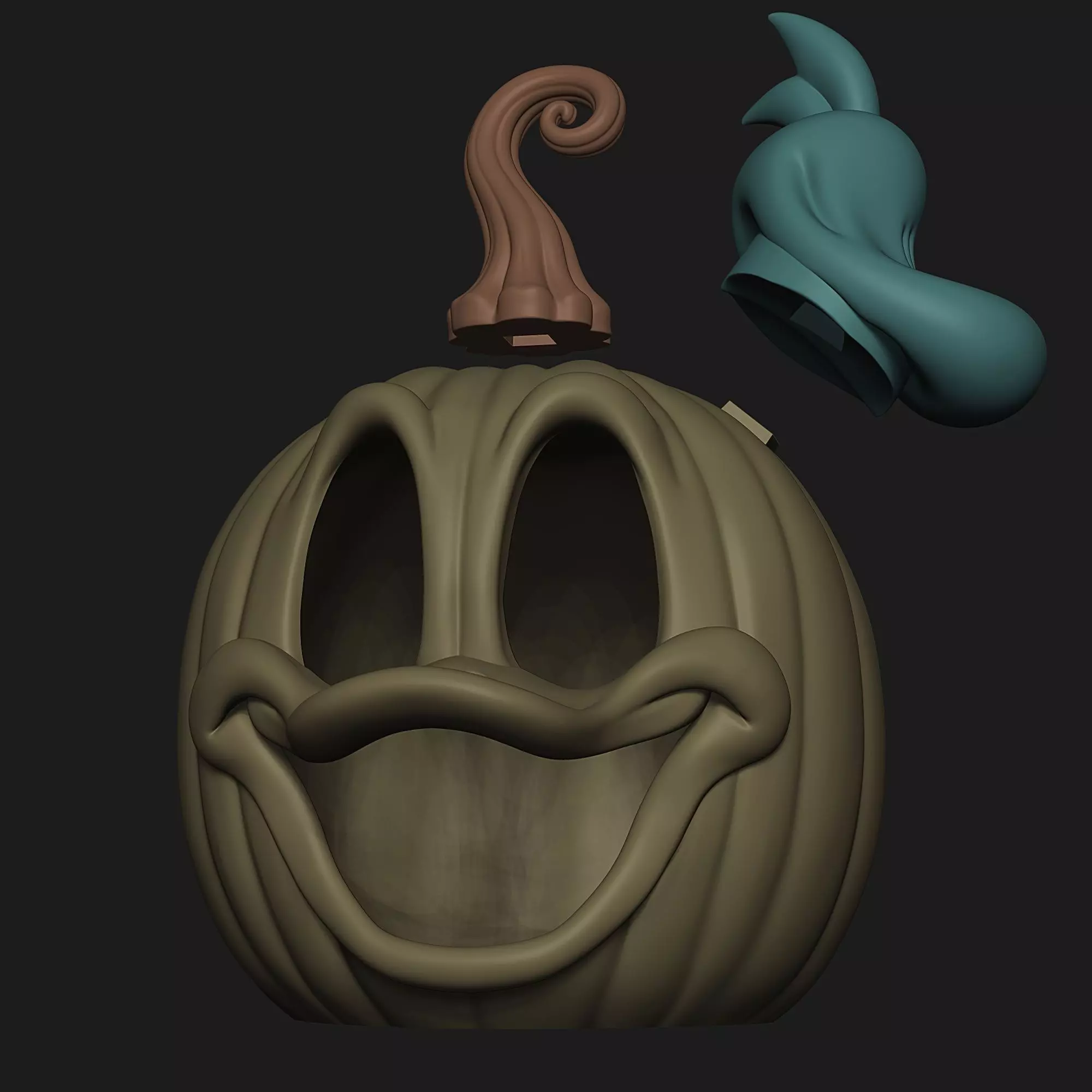 Donald Duck Carved Pumpkin Decor and Hollow 3MF MultiPart Model Free 3D print model_8