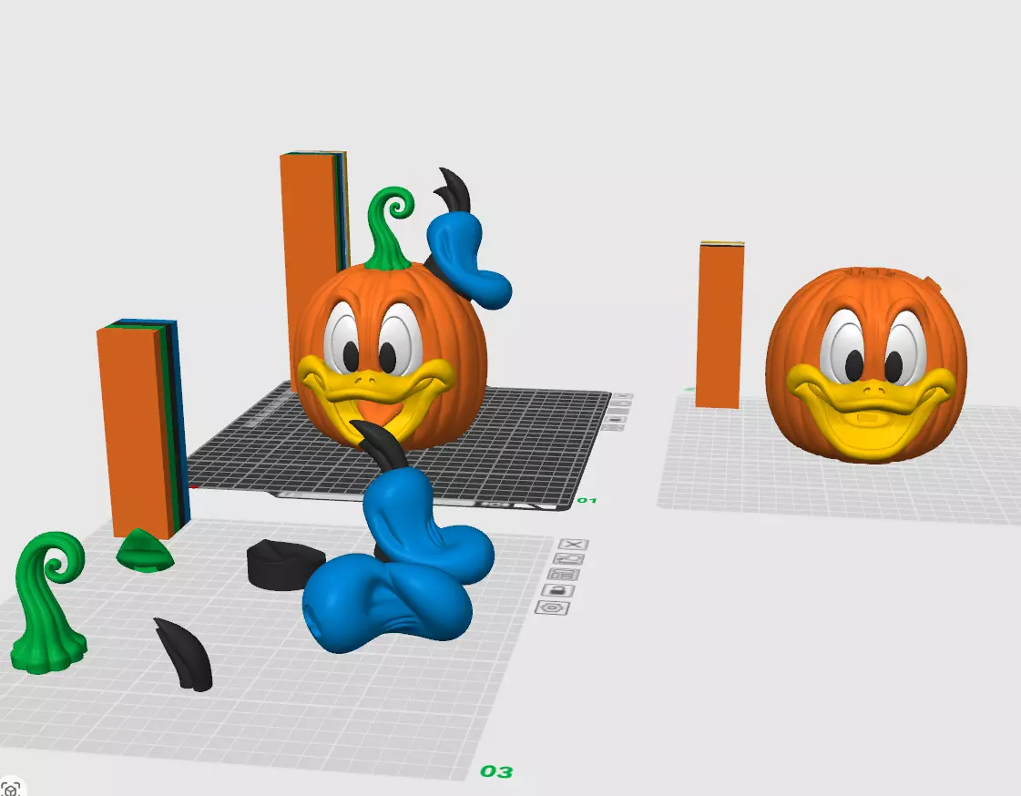 Donald Duck Carved Pumpkin Decor and Hollow 3MF MultiPart Model Free 3D print model_7