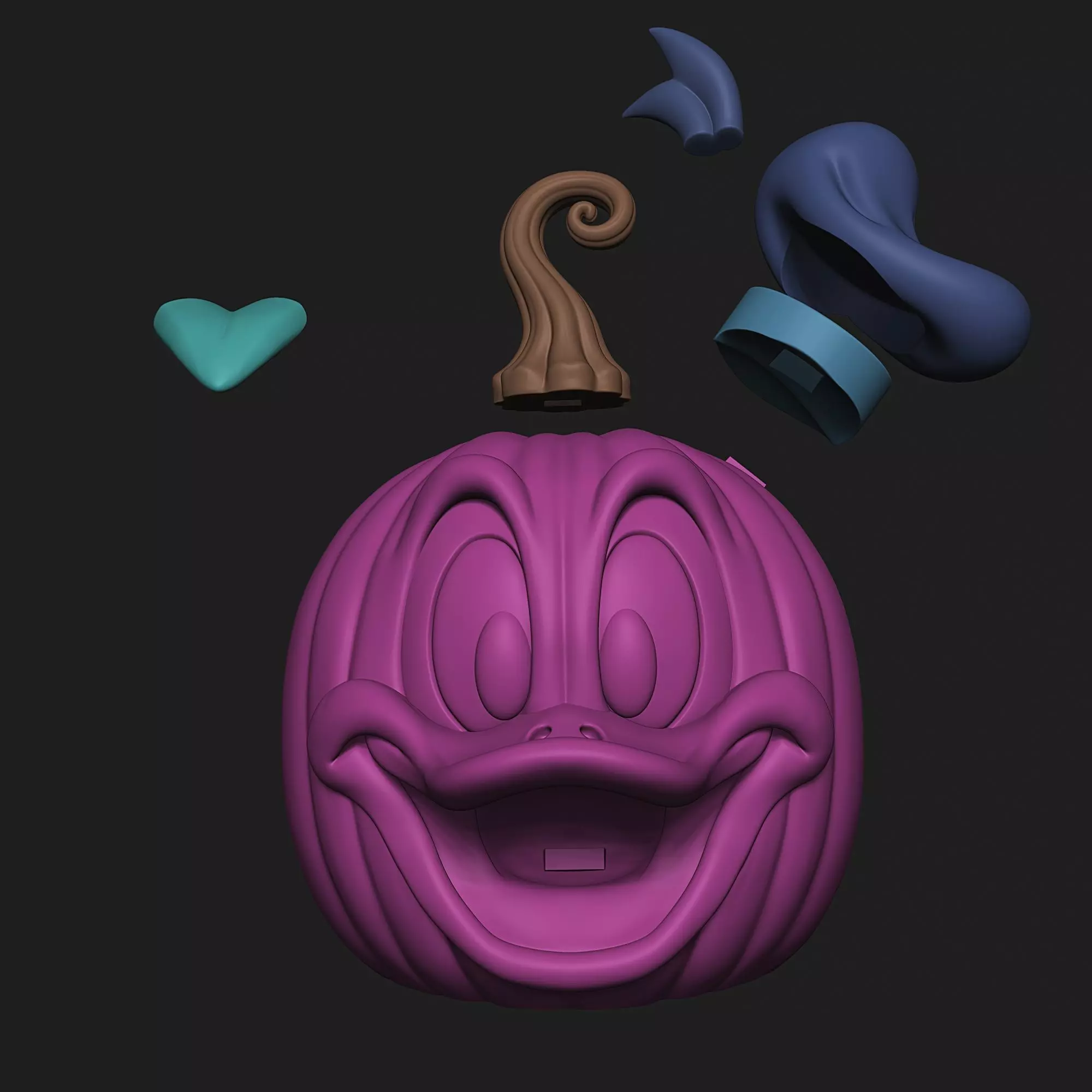 Donald Duck Carved Pumpkin Decor and Hollow 3MF MultiPart Model Free 3D print model_9