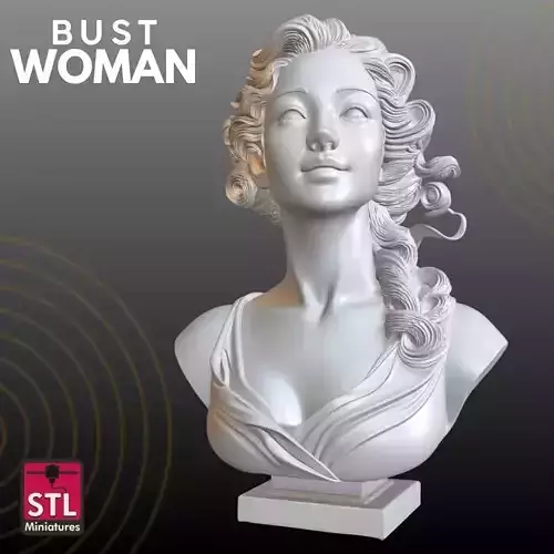 Beautiful Woman Bust STL Elegant Artistic 3D Model
