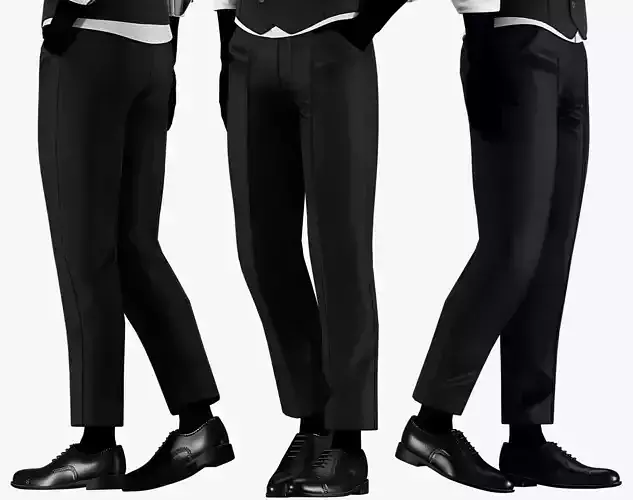 Suit Pants with Belt Mafia Style Pack 01 Low-poly 3D model