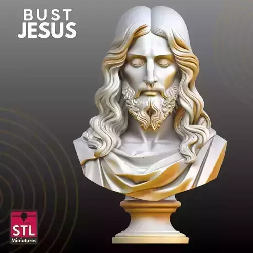 Jesus Bust STL Detailed Religious 3D Model