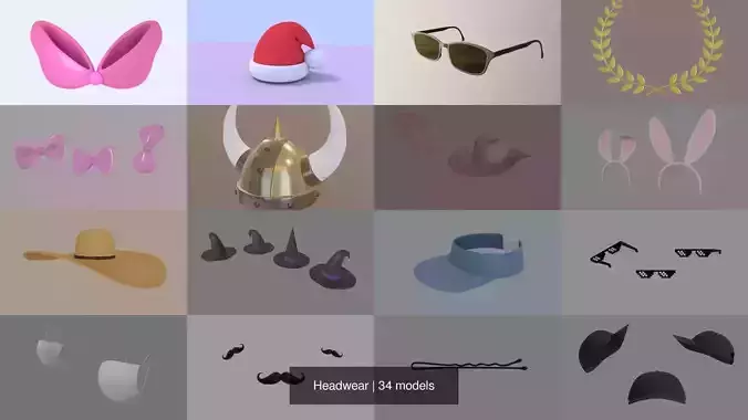 Headwear Pack 3D Model Collection