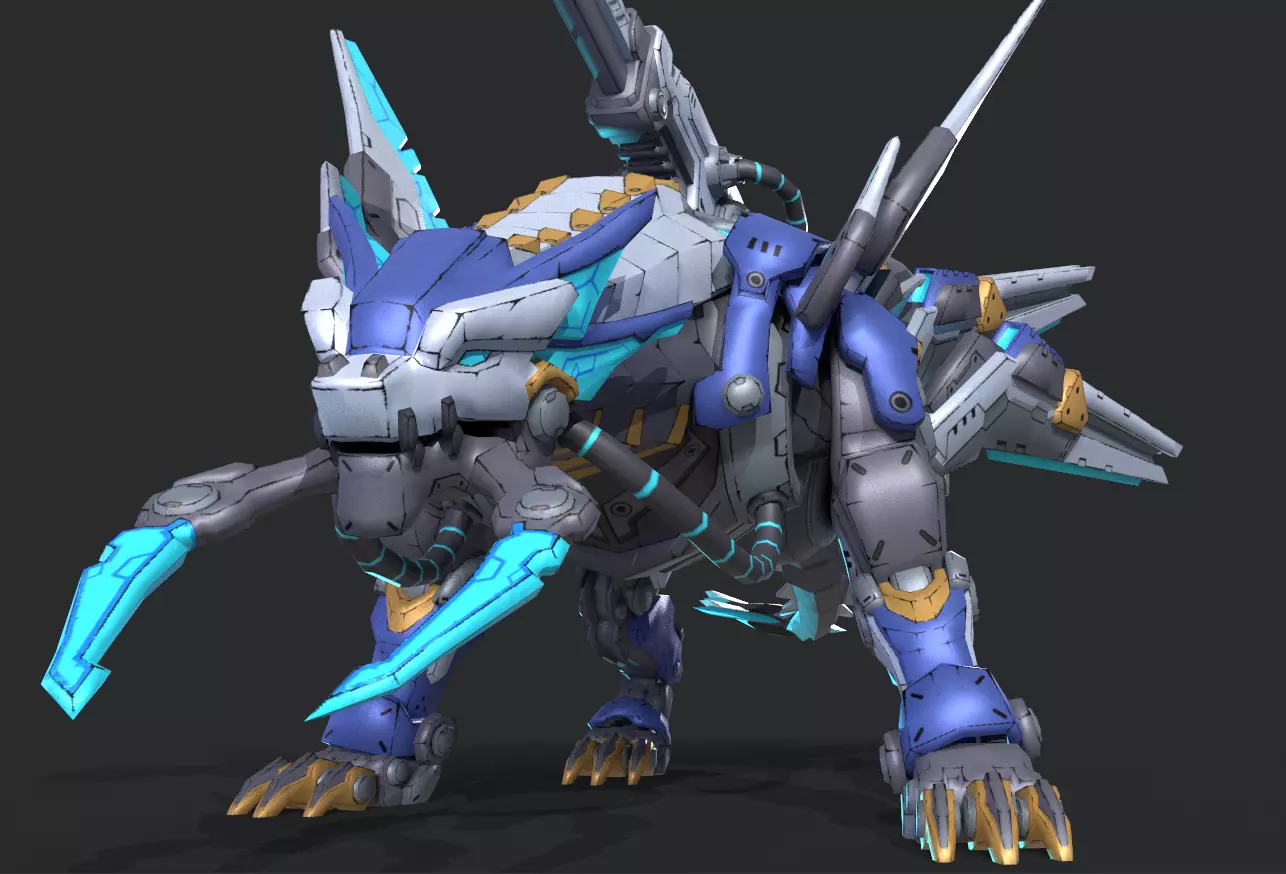 Mecha Tiger Low-poly 3D model_3