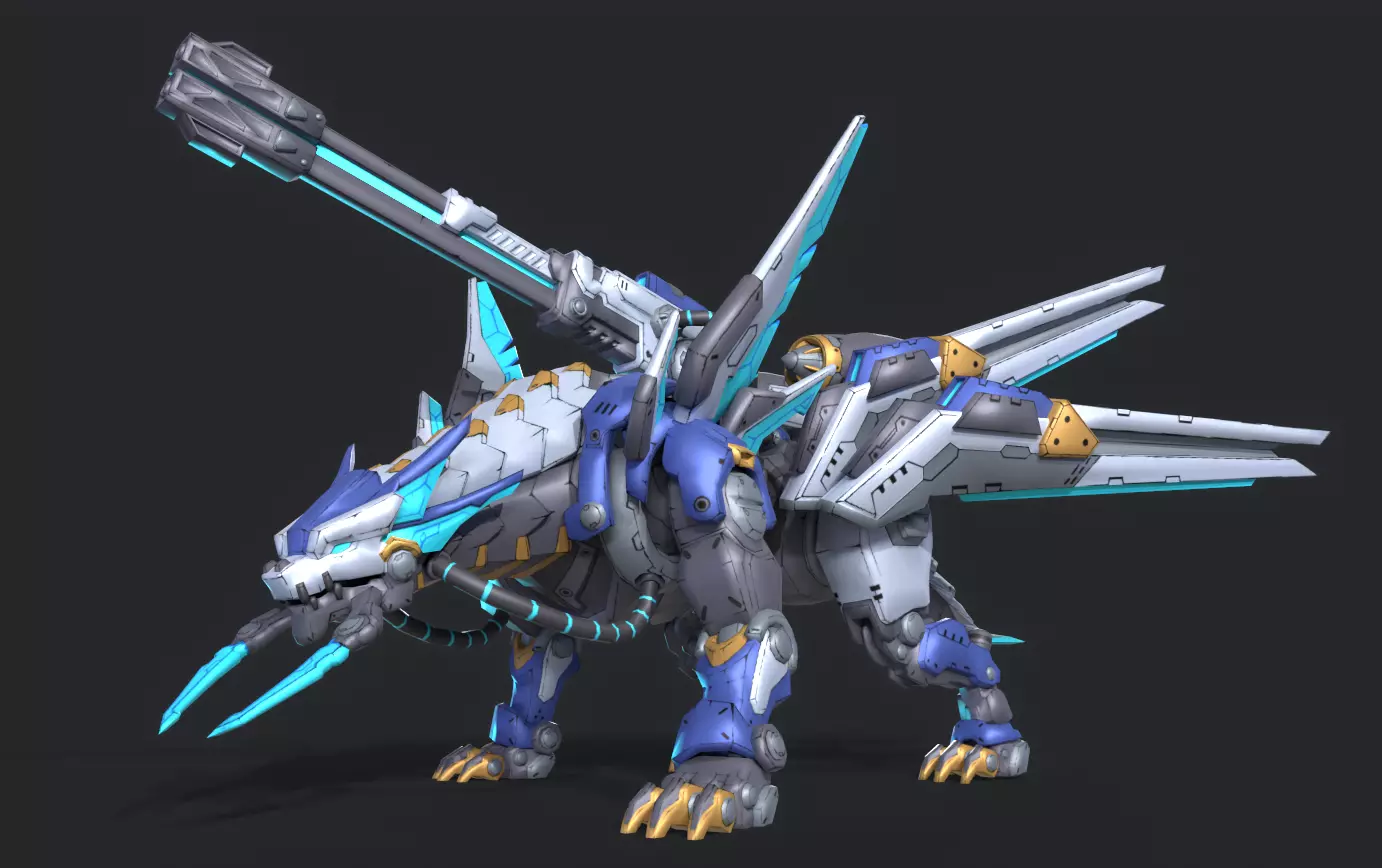 Mecha Tiger Low-poly 3D model_2