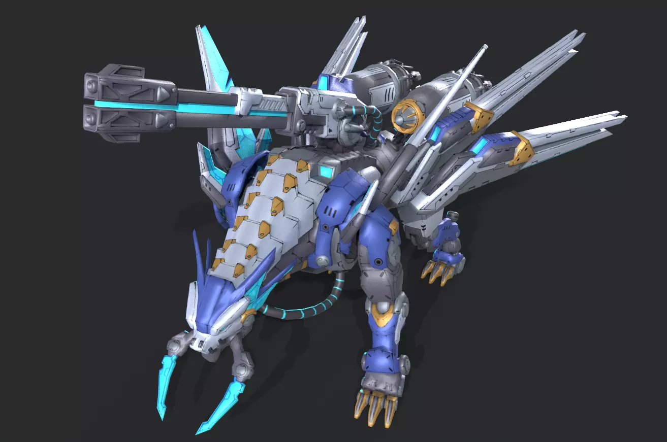 Mecha Tiger Low-poly 3D model_14