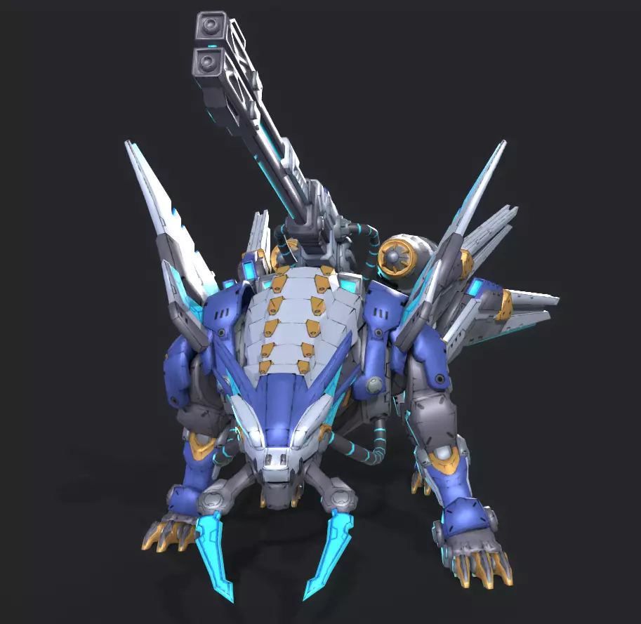 Mecha Tiger Low-poly 3D model_8