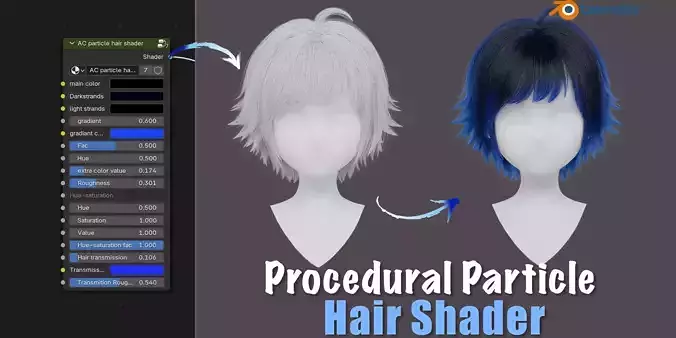 Procedural particles hair shader plus short hair cycles 