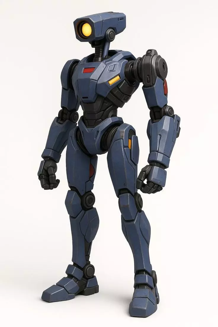 Futuristic Blue Armored Soldier 3D Model 3D model_0