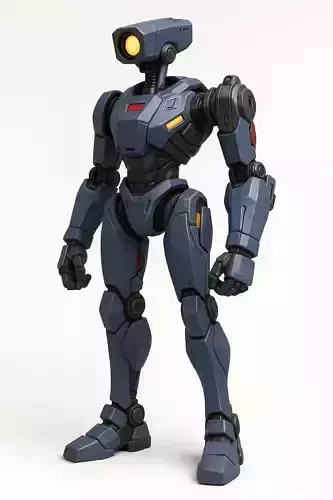 Futuristic Blue Armored Soldier 3D Model