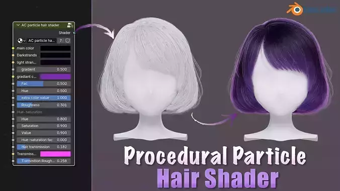 Procedural particles hair shader and Bob hair
