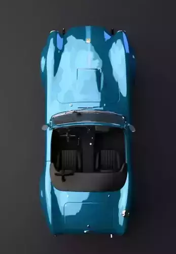 Gleaming Blue Vintage Sports Car 3D model 7