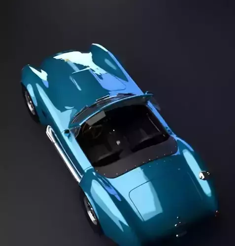 Gleaming Blue Vintage Sports Car 3D model 5