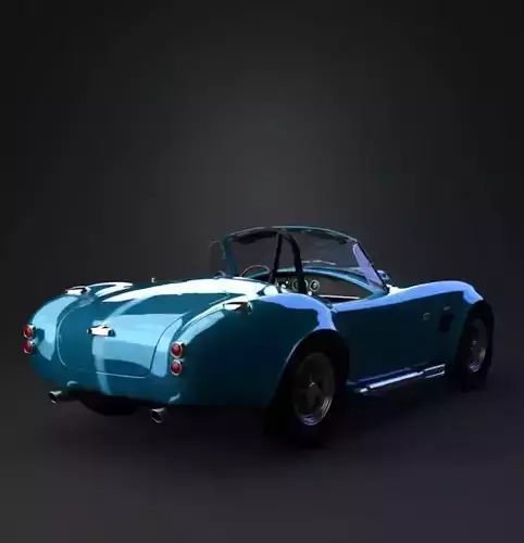 Gleaming Blue Vintage Sports Car 3D model 4
