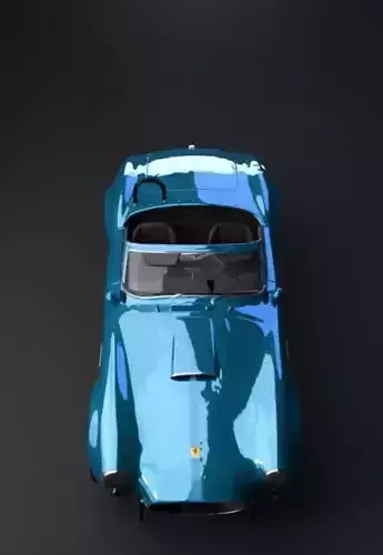 Gleaming Blue Vintage Sports Car 3D model 6