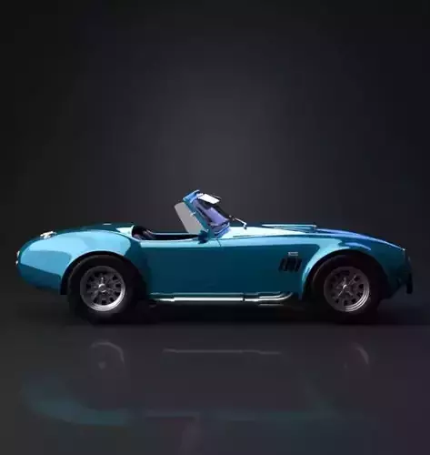 Gleaming Blue Vintage Sports Car 3D model 2