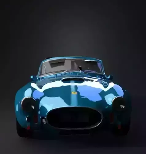 Gleaming Blue Vintage Sports Car 3D model 3