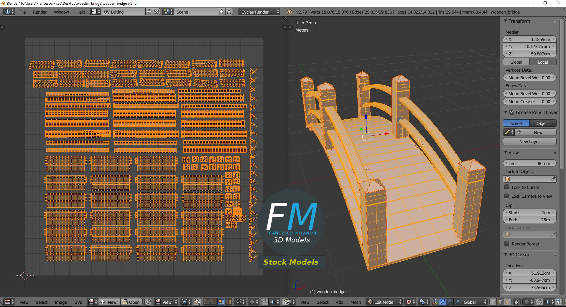 Wooden bridge 3D model_10