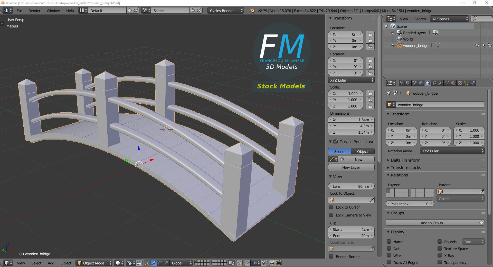 Wooden bridge 3D model_9