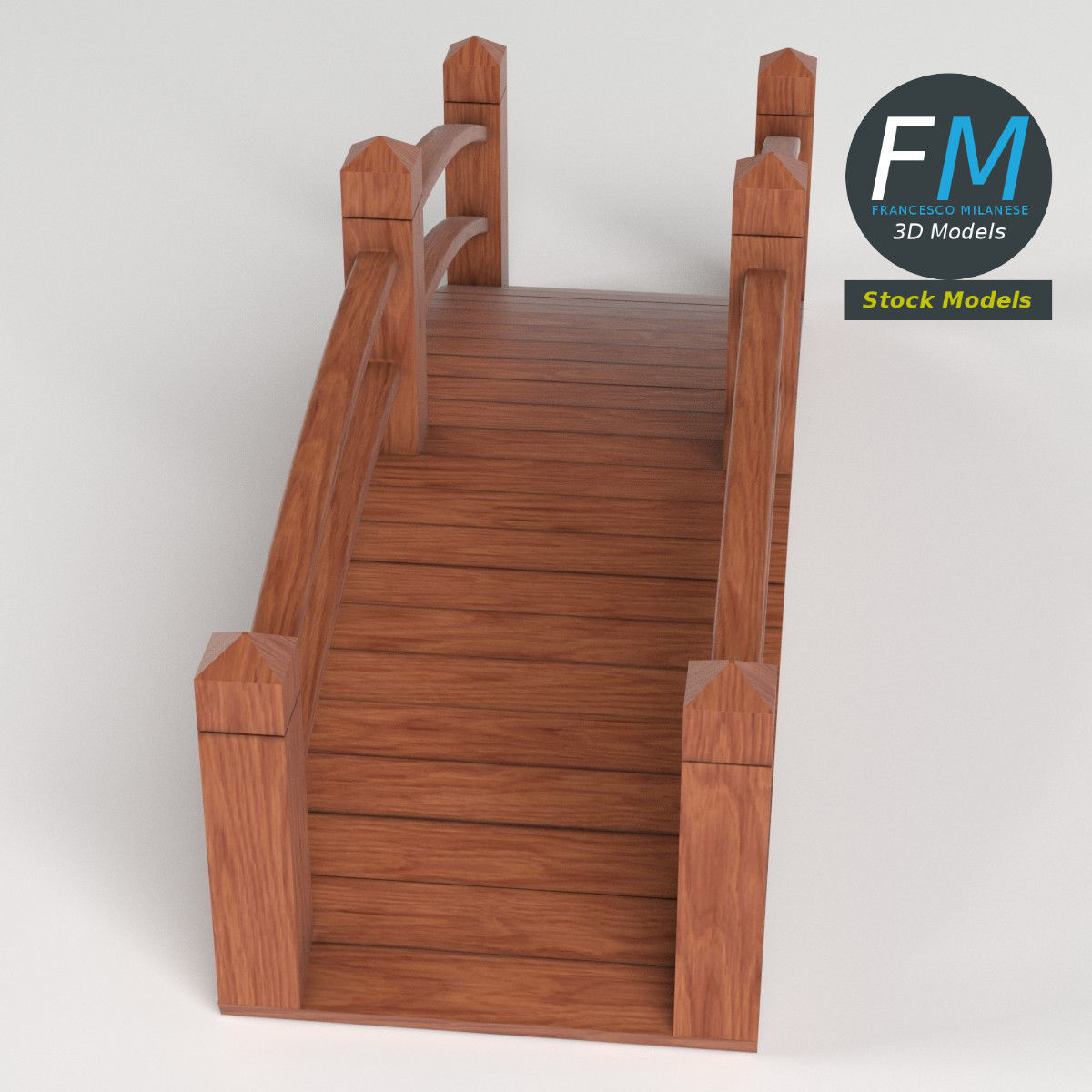 Wooden bridge 3D model_2