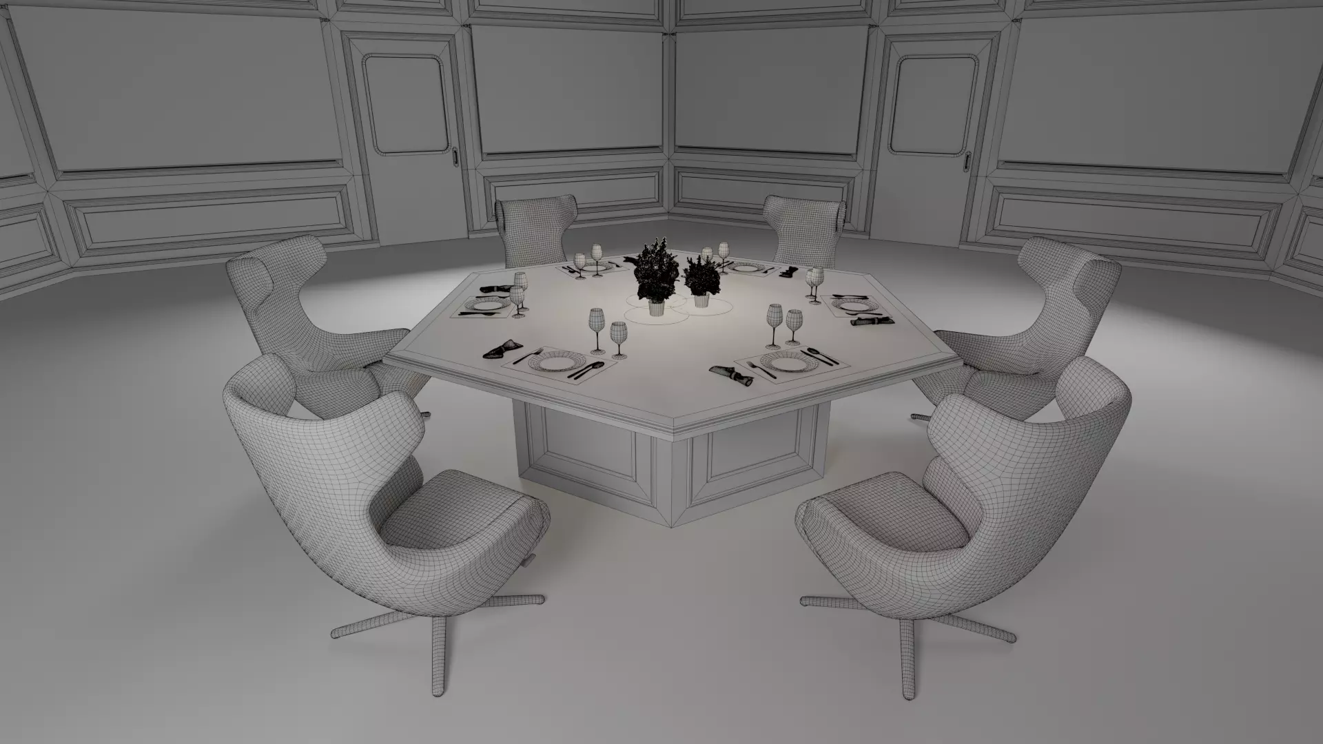 Squid Game VIP Dining Room 3D model_10