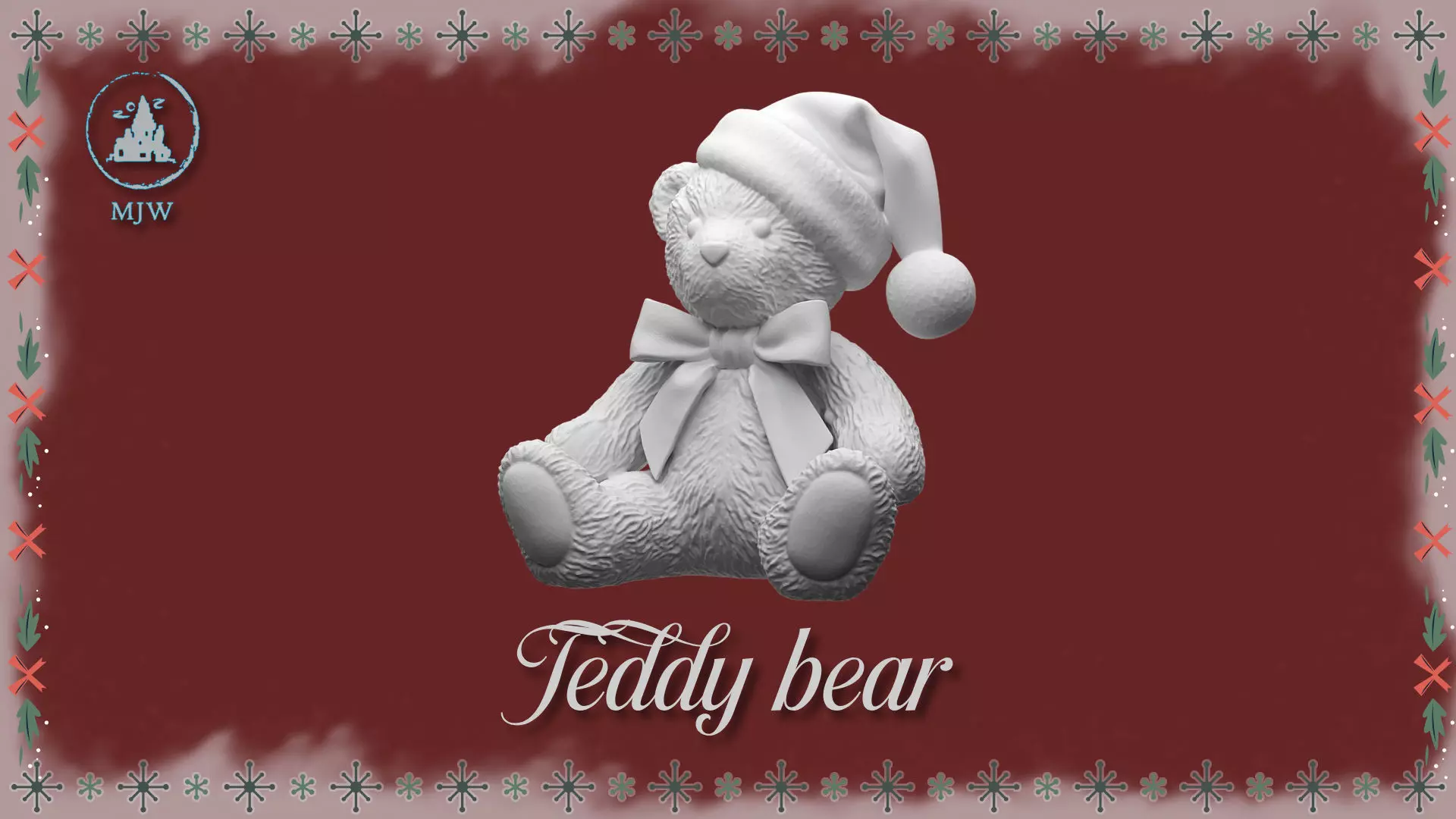 Christmas Teddy Bear Festive Miniature Toy 3D Printable STL 3D print model_0