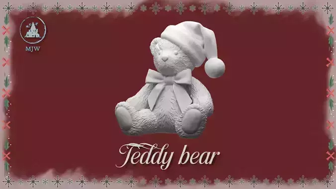 Christmas Teddy Bear Festive Miniature Toy 3D Printable STL 3D print model