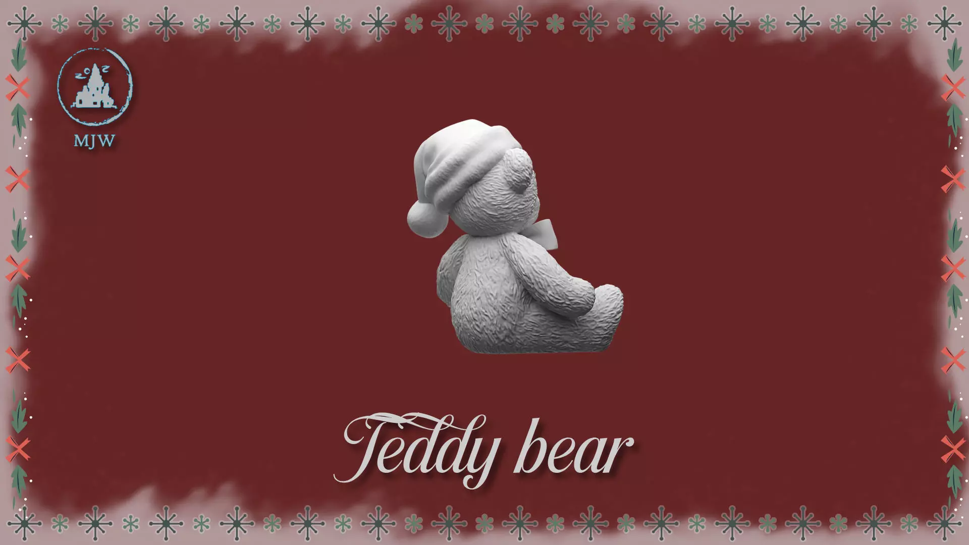 Christmas Teddy Bear Festive Miniature Toy 3D Printable STL 3D print model_3